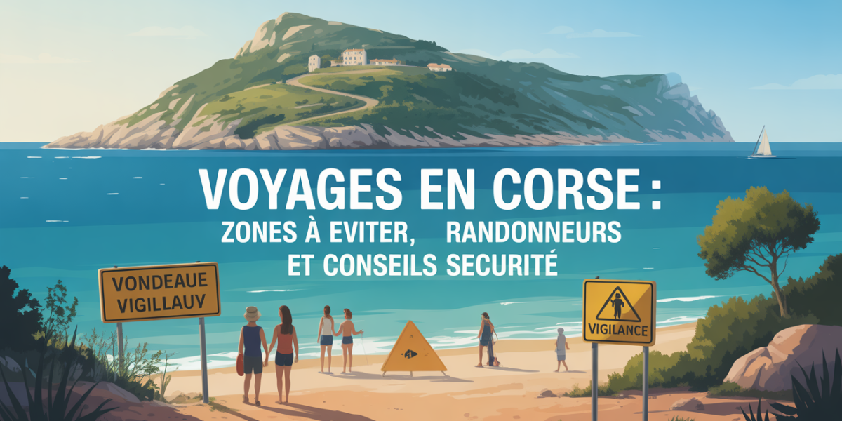 illustration carte corse vigilance familles randonneurs plages routes