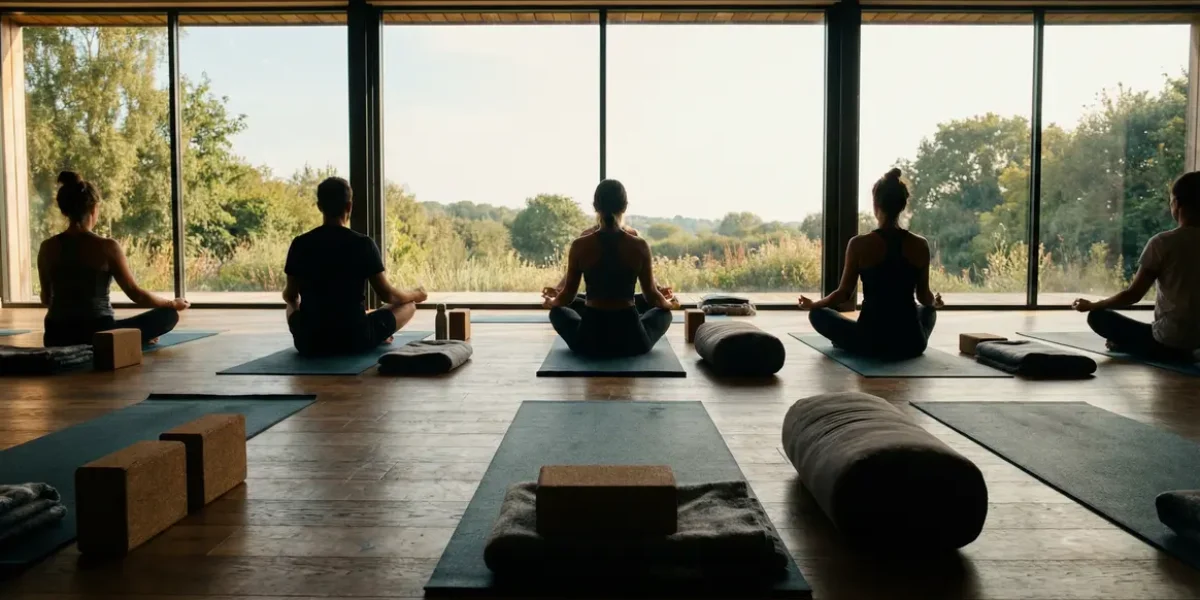 Séance de yoga dans un studio moderne et calme en France