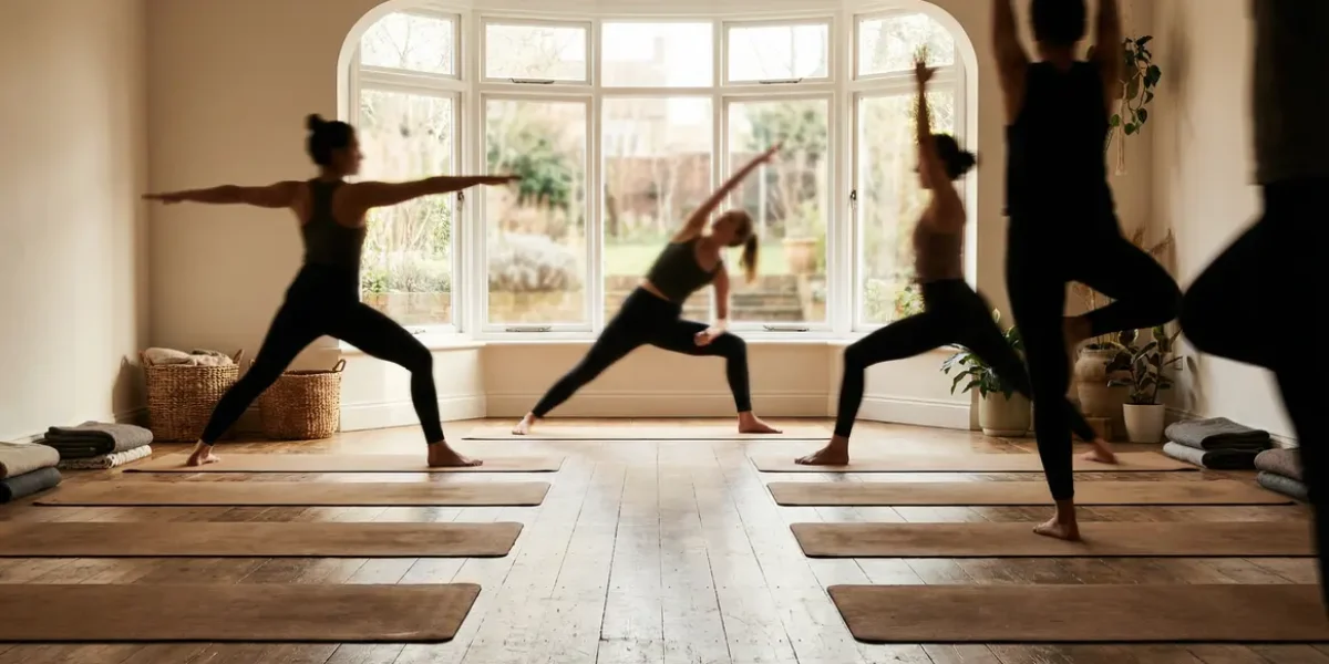 Scène de yoga dynamique en studio pour perte de poids