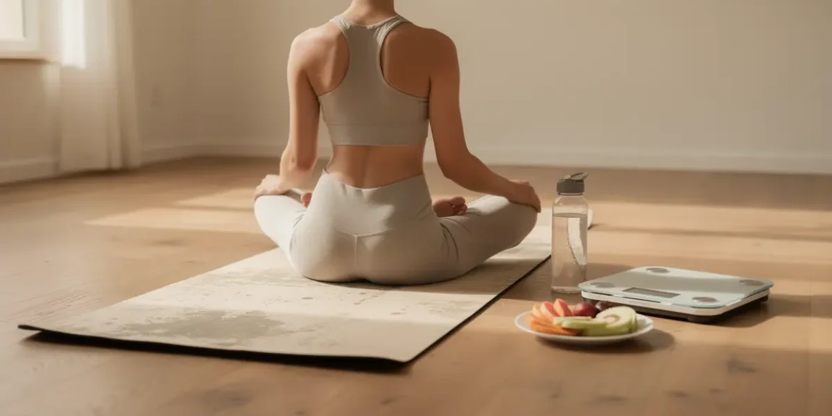 tapis yoga perte de poids, balance, fruits