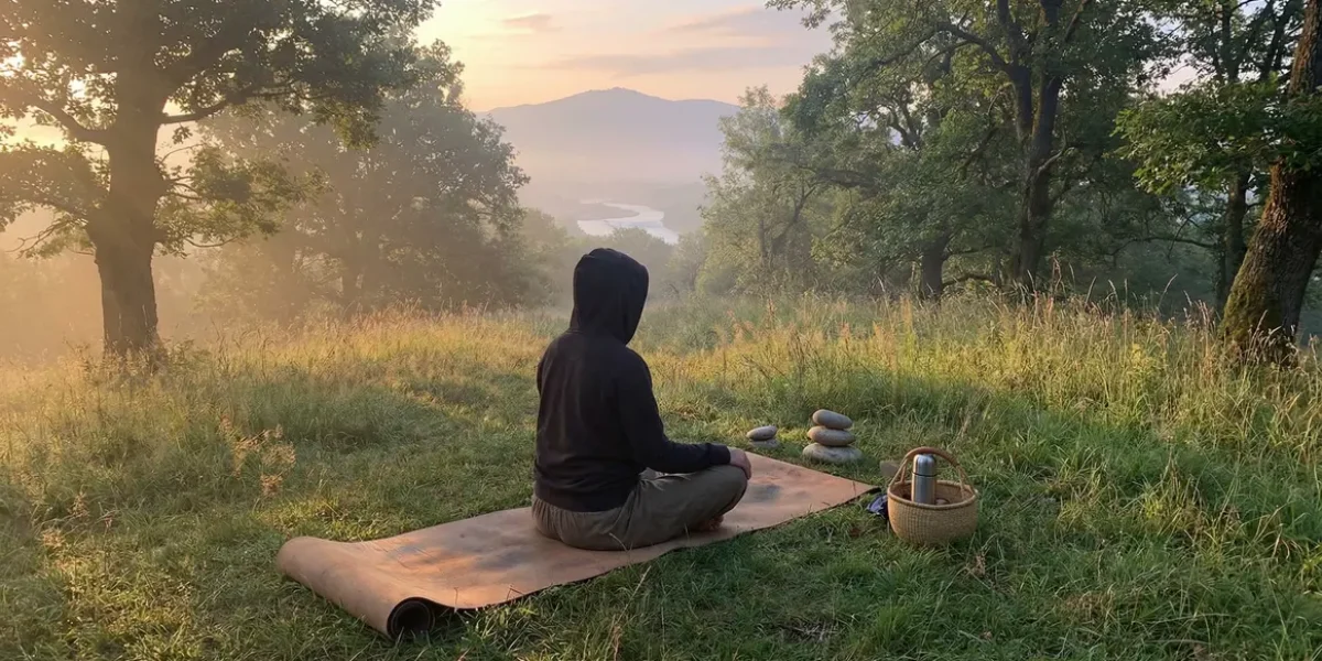scene yoga plein air lever du soleil meditation